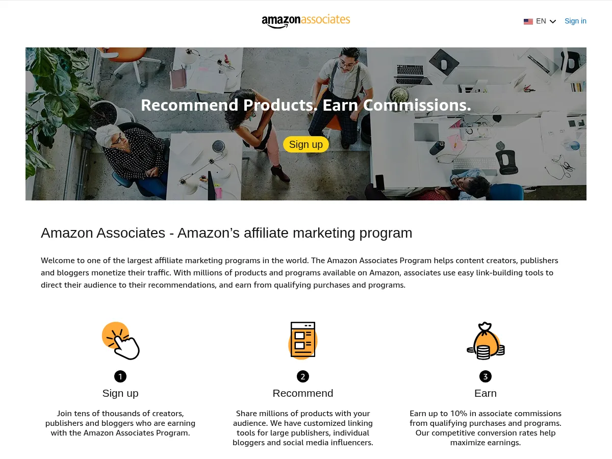 Amazon Associates Screenshot