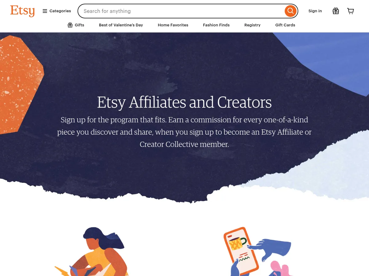 Etsy Affiliate Program Screenshot