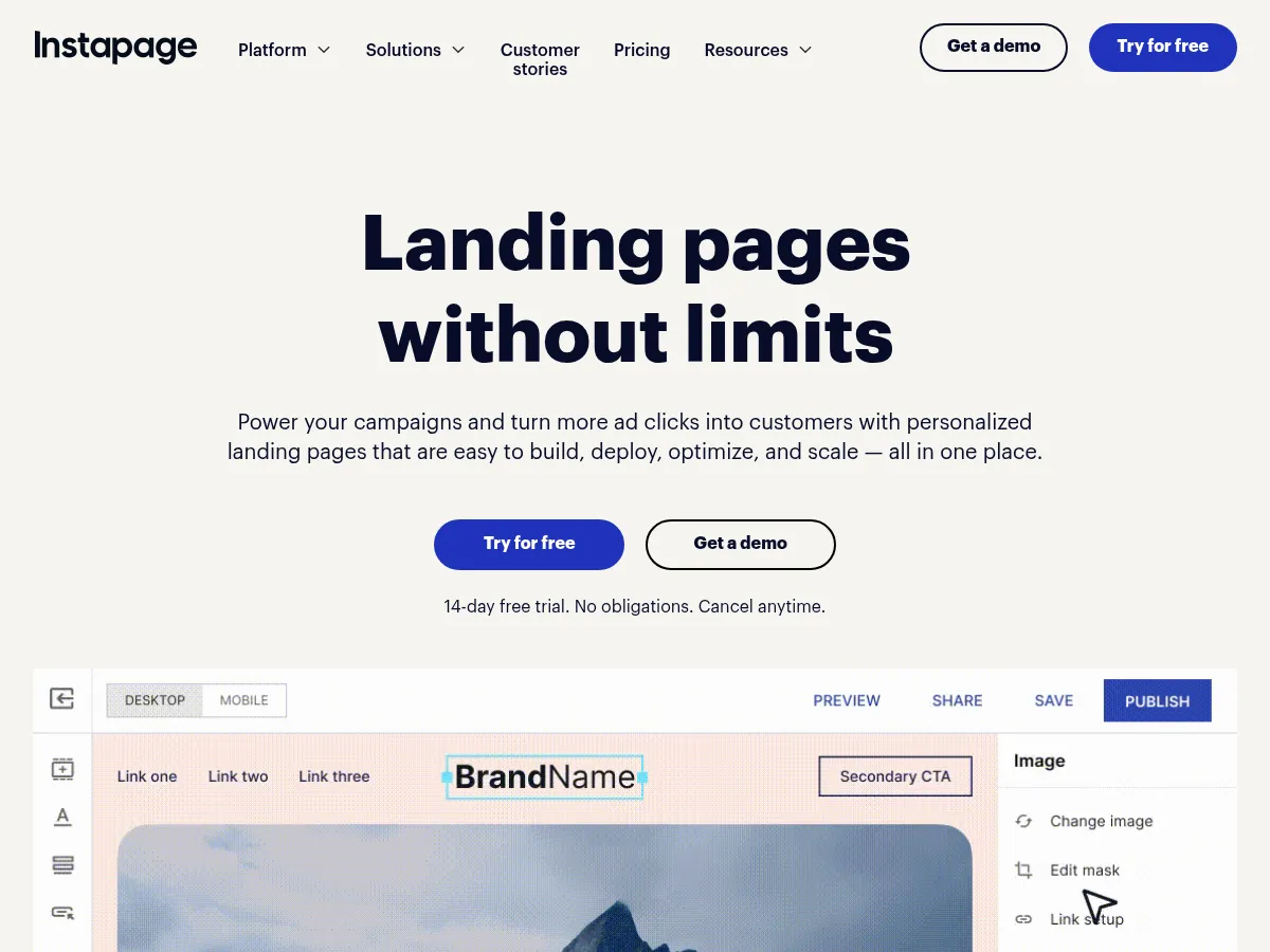 Instapage Screenshot