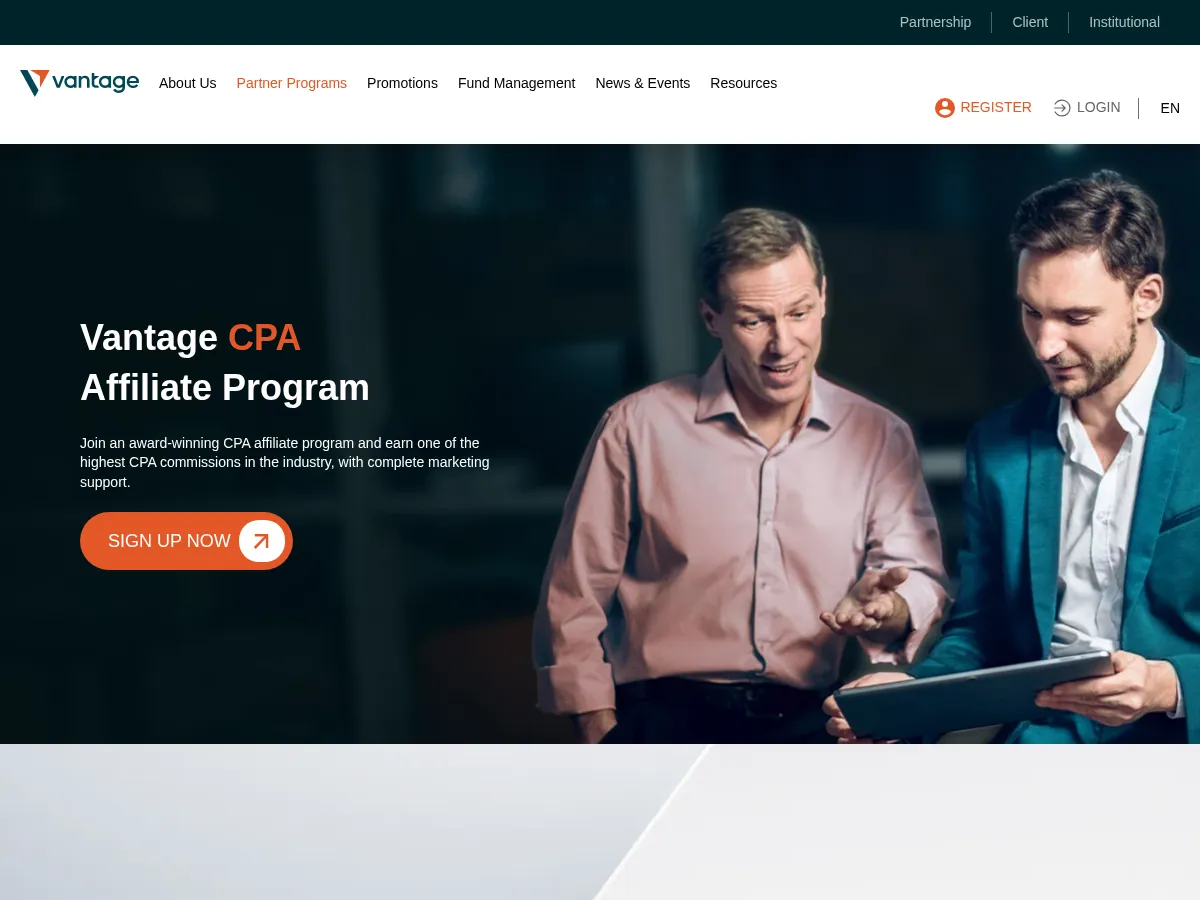 Vantage FX Partners Screenshot
